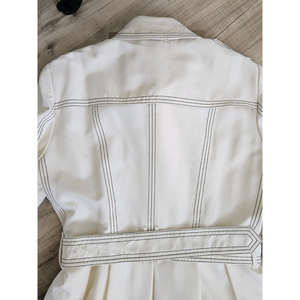 Burberry 100% Silk Cream Trench Coat Double Breasted Belted Long US 10 Brand New - Picture 16 of 16